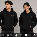 krishicode unisex solid black hoodie