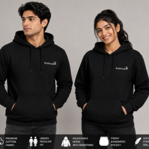 krishicode unisex solid black hoodie
