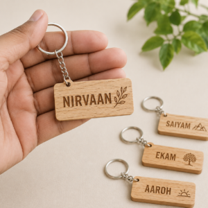 wooden engraved keychain
